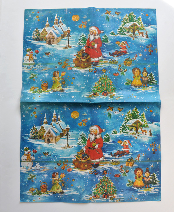 東ドイツのクリスマス包装紙＜サンタと子供たち＞